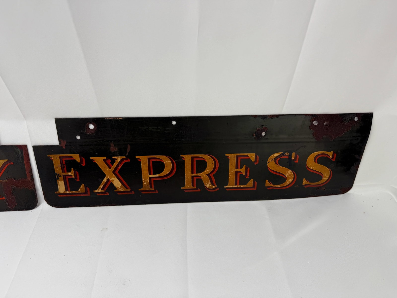2 Pc, Antique Original Railway Express Agency Porcelain Signs - 6