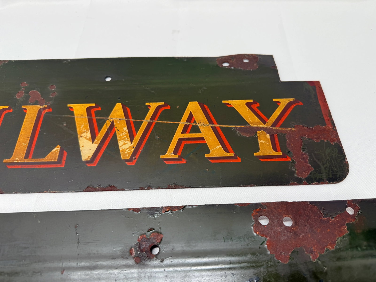 2 Pc, Antique Original Railway Express Agency Porcelain Signs - 8