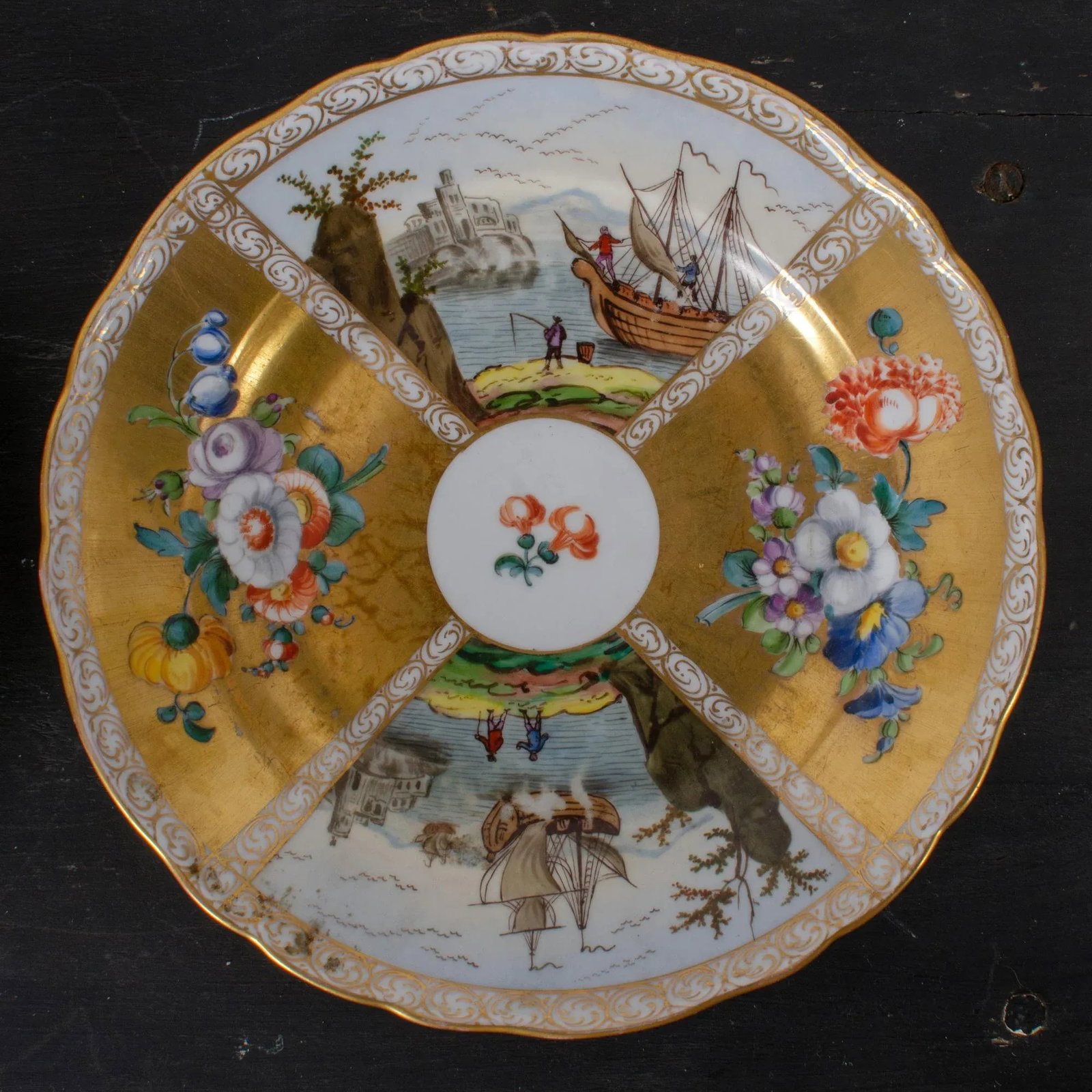 18th Century Meissen Plates Kauffahrtei Scenes - a Pair - 3