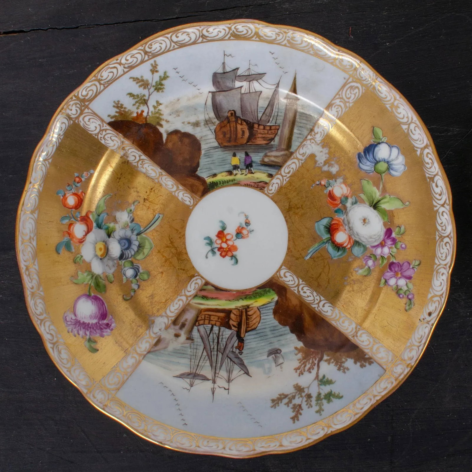 18th Century Meissen Plates Kauffahrtei Scenes - a Pair - 4