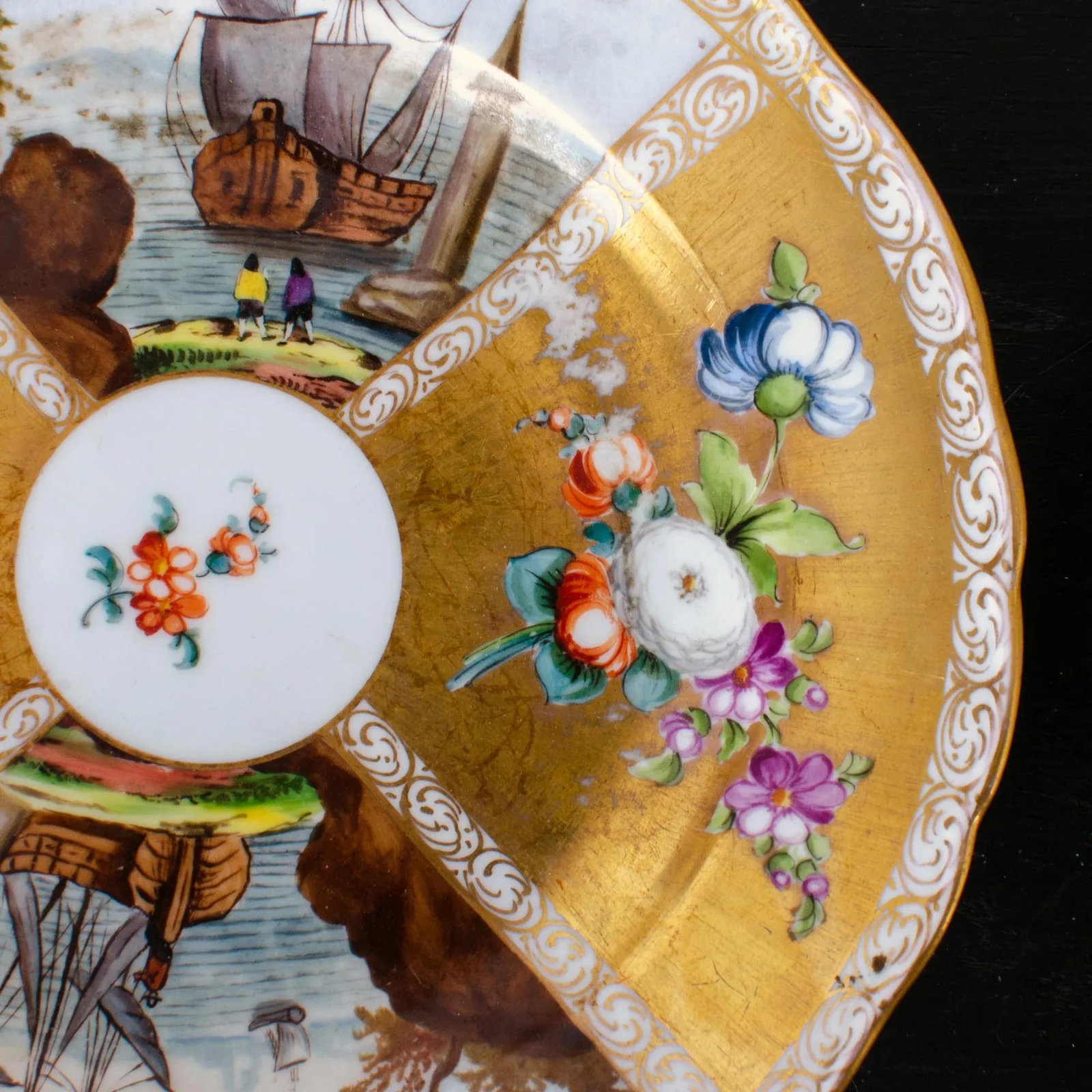 18th Century Meissen Plates Kauffahrtei Scenes - a Pair - 7