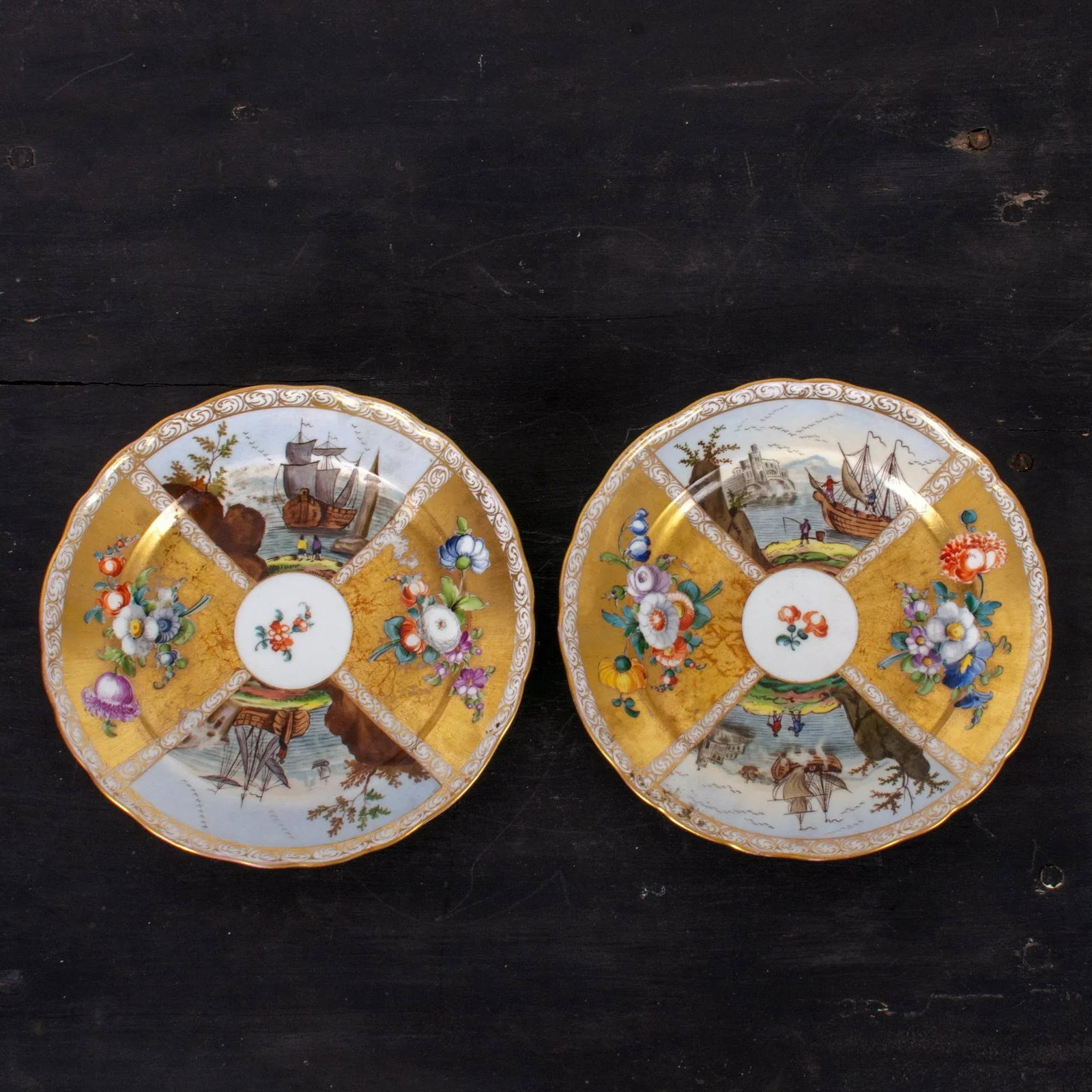18th Century Meissen Plates Kauffahrtei Scenes - a Pair - 9