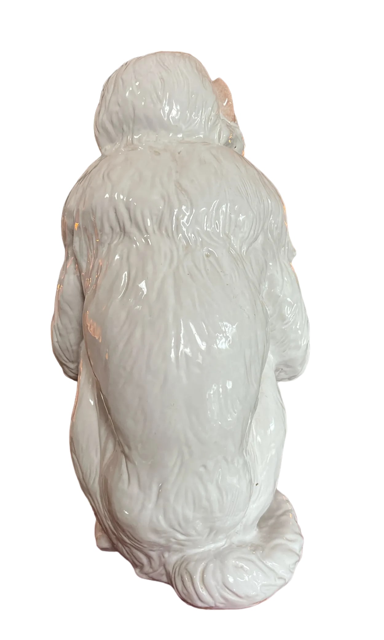 Large 1960s Italian Faenza Barbotine Ceramic Statue of a White Majolica Capuchin Monkey - 5
