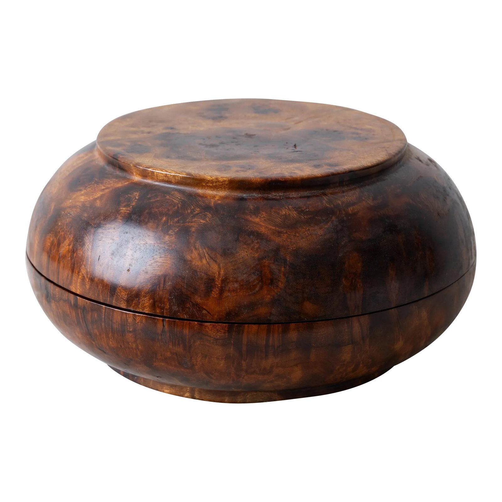 Bhutanese Burl Dhapa Bowl: A Bhutanese turned burl dhapa bowl, made by a Bhutanese artisan in the mid-20th century. 7 1/2 inches wide 3 3/4 inches tall Condition: Alterations: Original Condition Unaltered Imperfections: Some