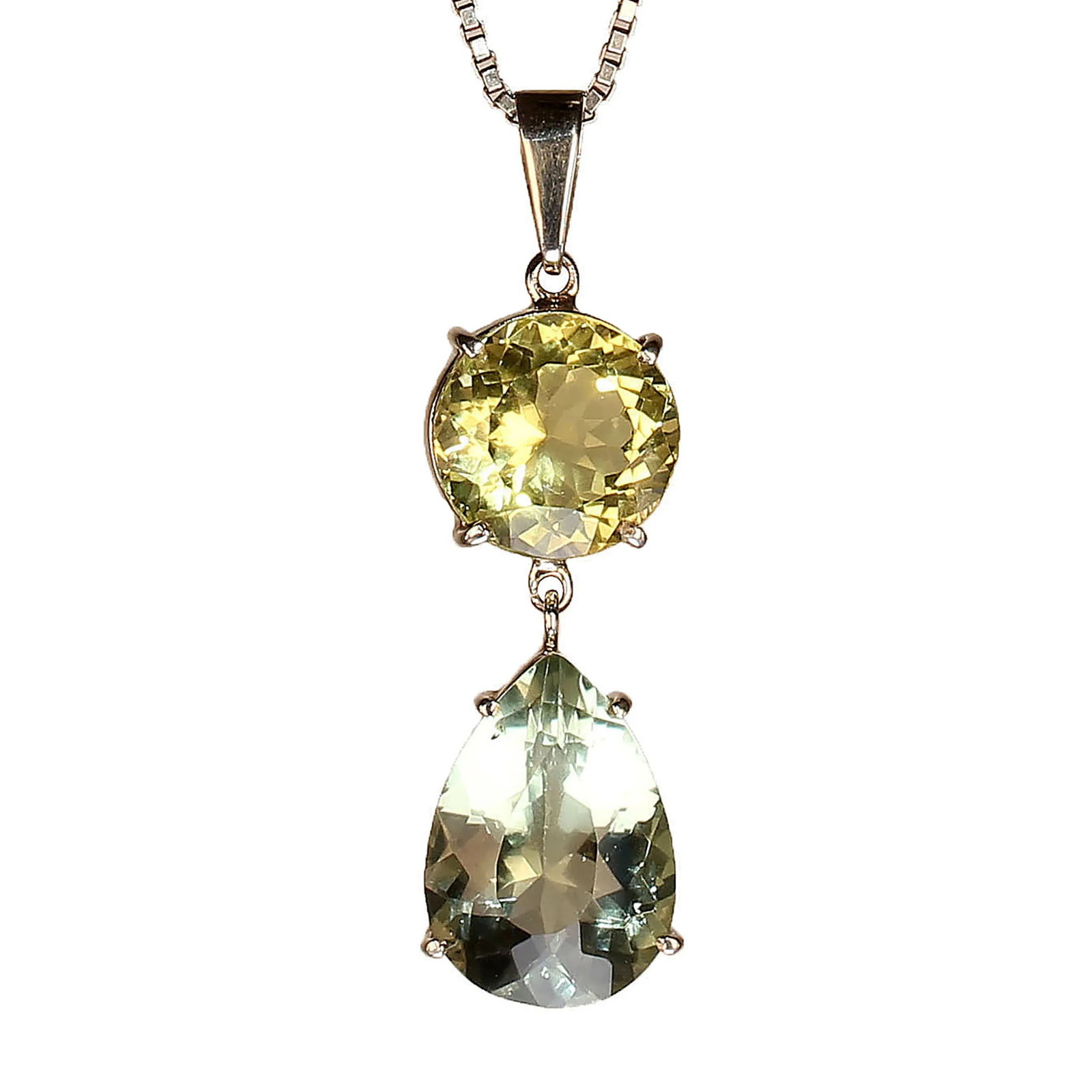 Brazilian Gemstone Pendant From Lemon Quartz and Praziolite - 3
