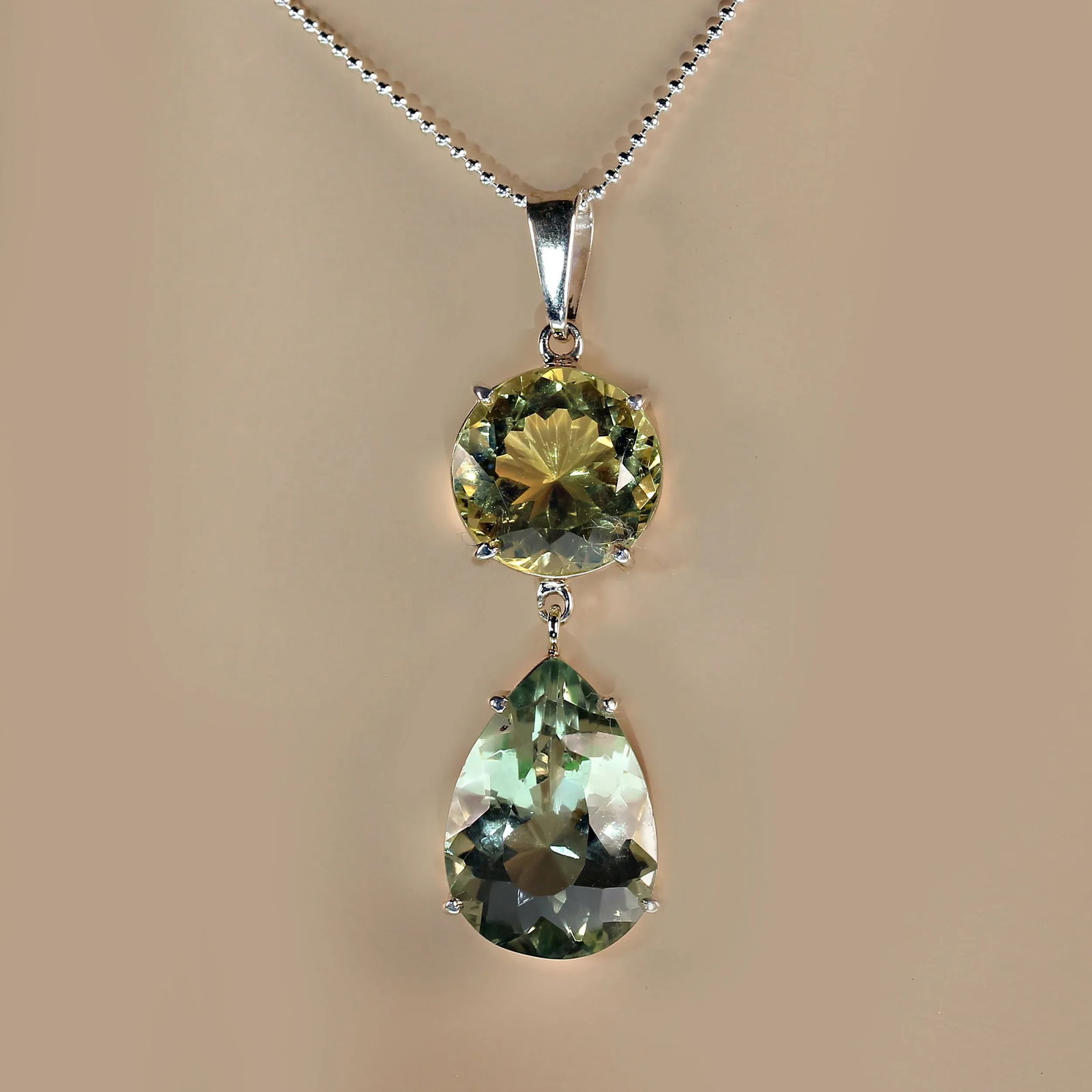 Brazilian Gemstone Pendant From Lemon Quartz and Praziolite - 4
