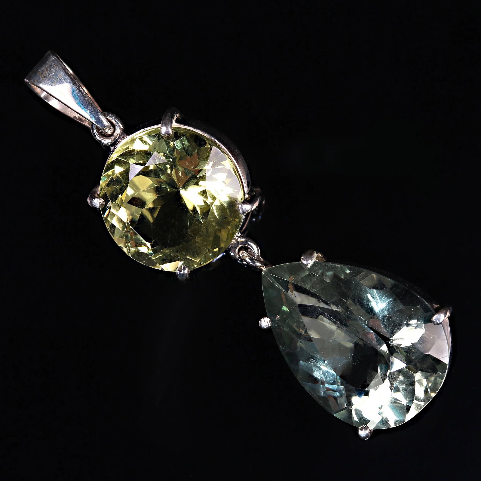 Brazilian Gemstone Pendant From Lemon Quartz and Praziolite - 7