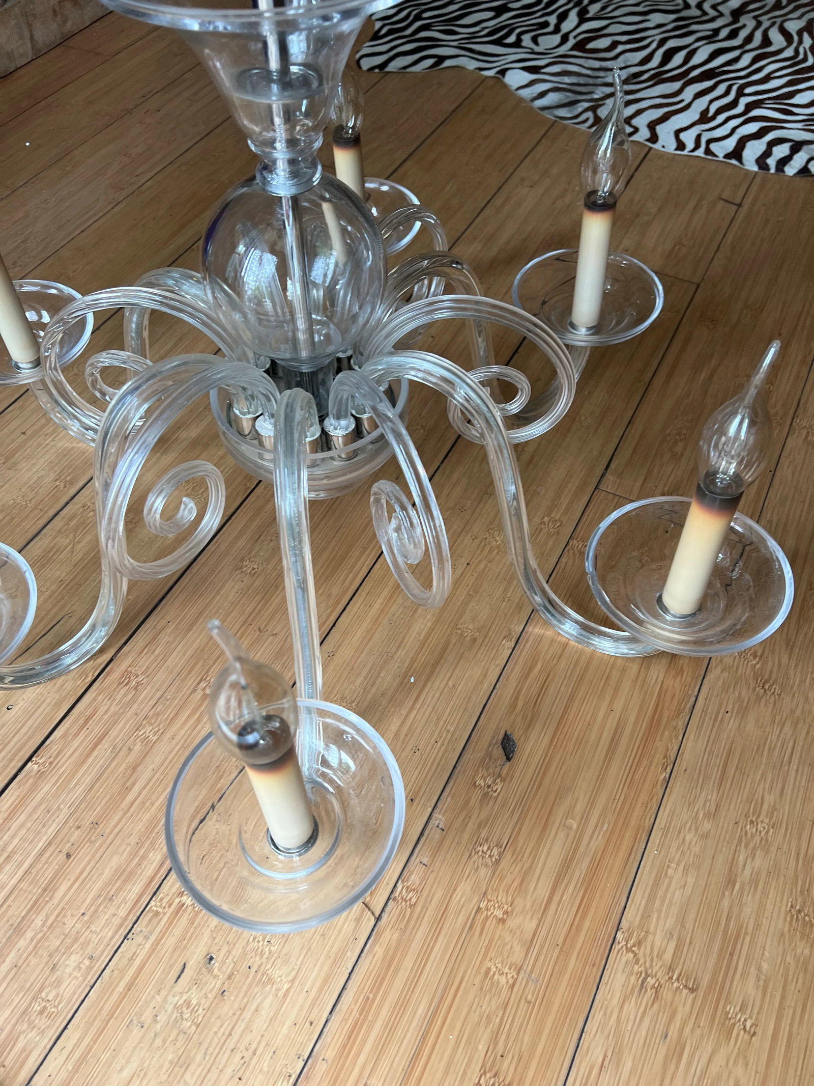 1970s Large Glass and Chrome Chandelier - 2
