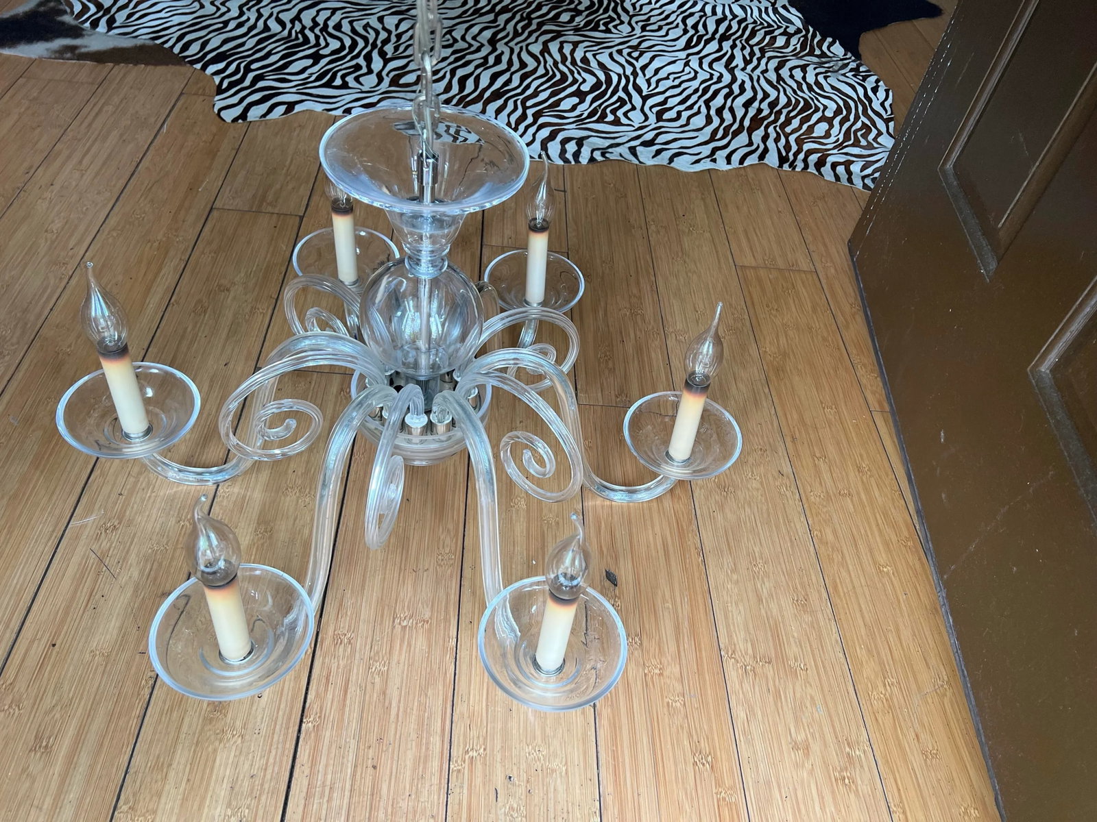 1970s Large Glass and Chrome Chandelier - 3