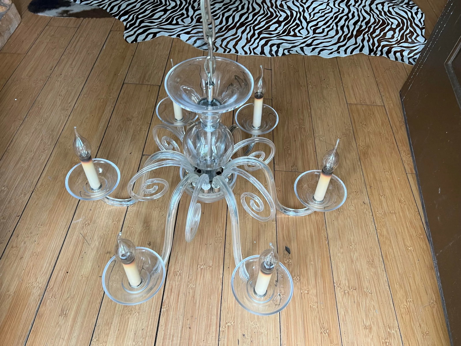 1970s Large Glass and Chrome Chandelier - 5