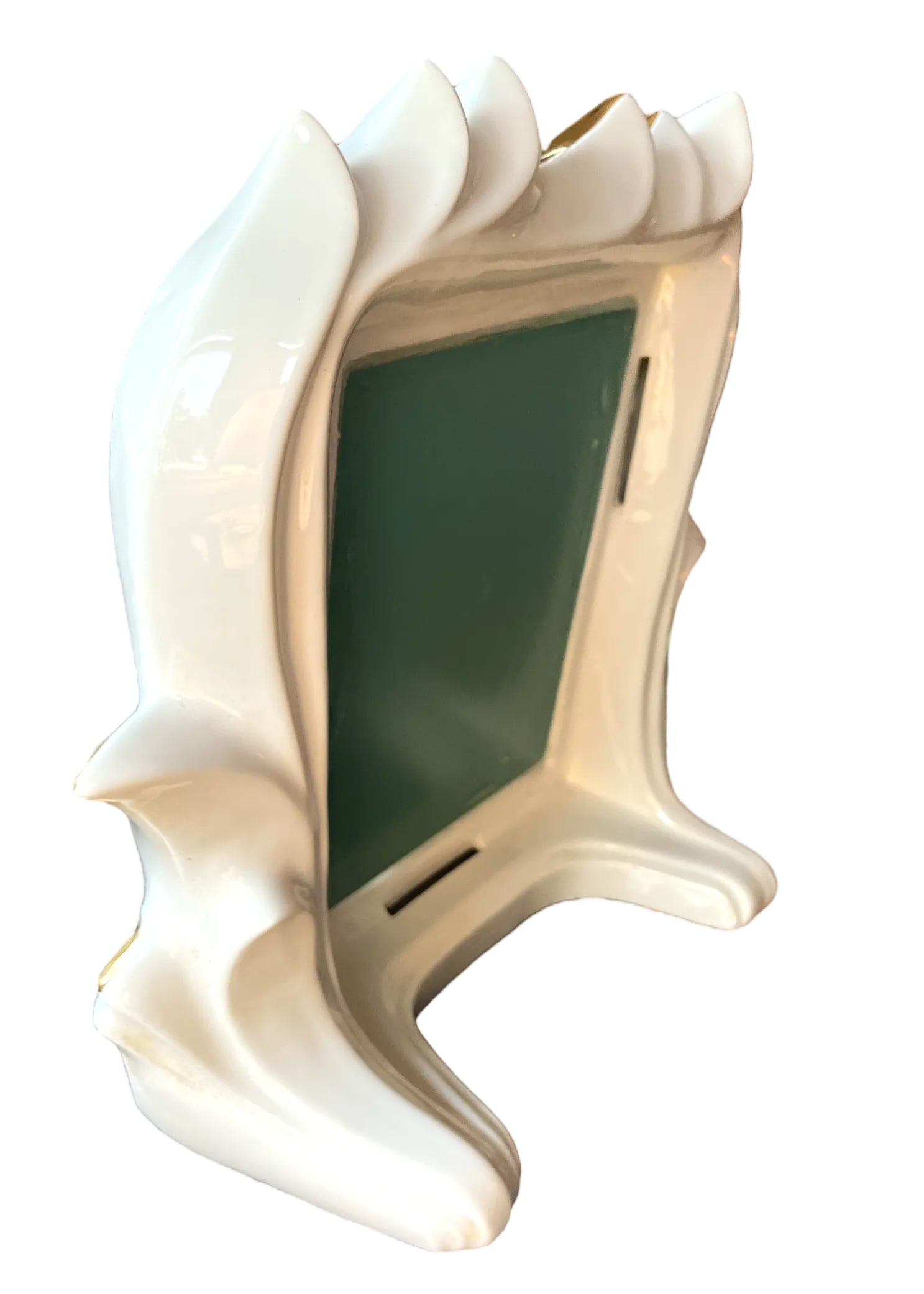 Italian 1960s White Porcelain Flame Mirror With 24k Gold Gilt Oro Zecchino Decoration Flourishes - 10