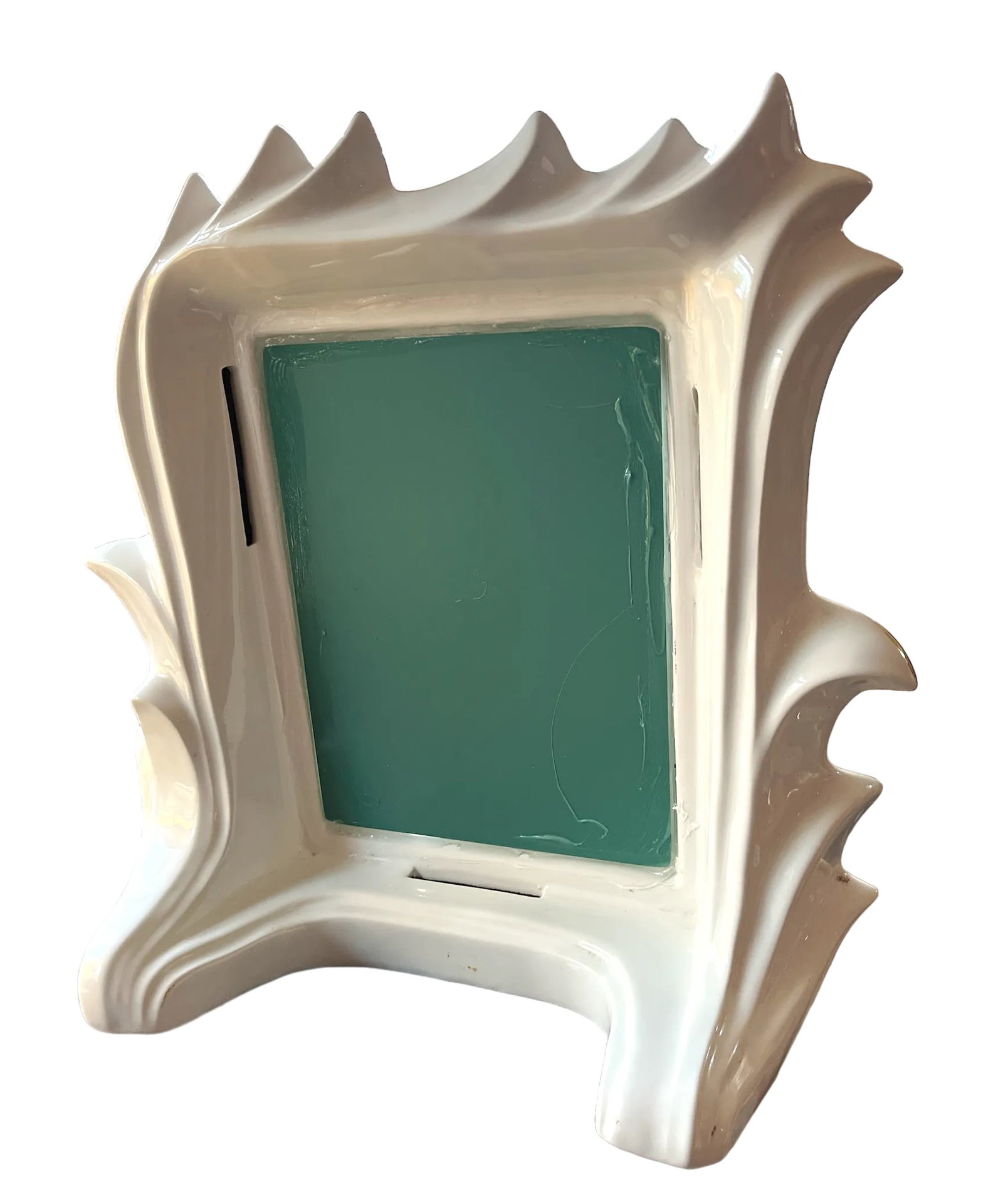 Italian 1960s White Porcelain Flame Mirror With 24k Gold Gilt Oro Zecchino Decoration Flourishes - 11