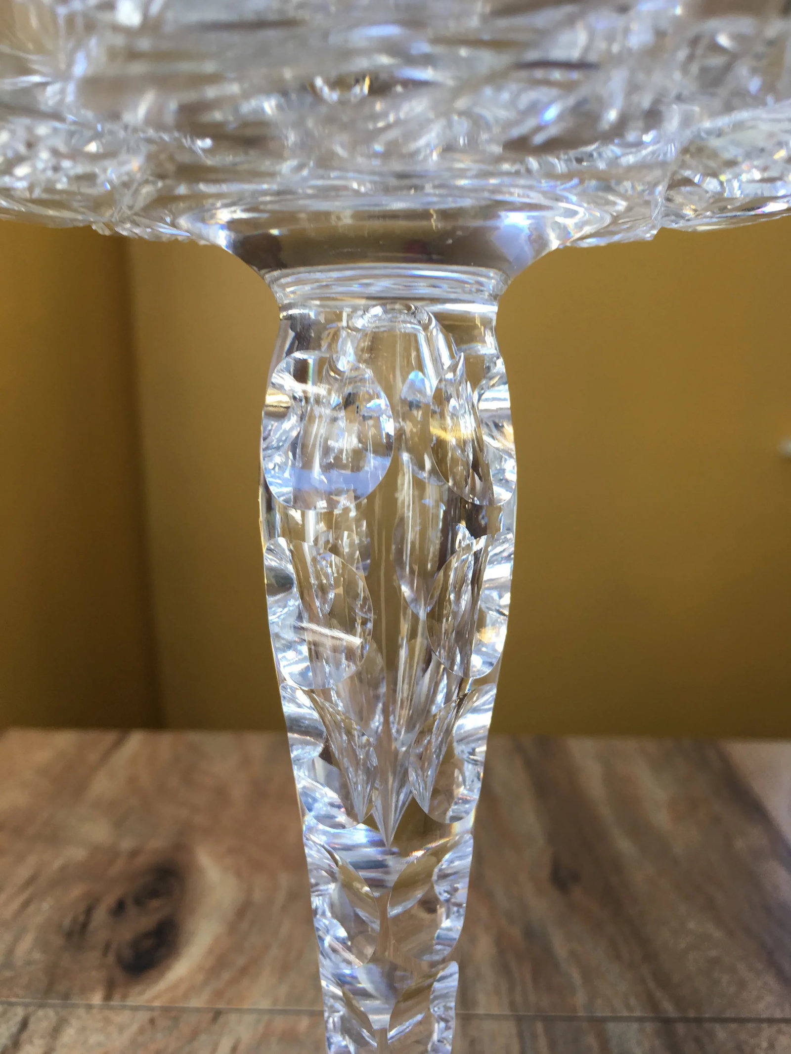 Vintage Cut Crystal Compote Intricate Design Air Bubble Stem - 4