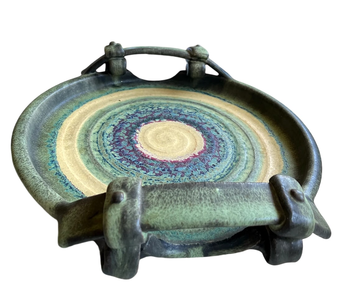 Handmade Greek Studio Ceramic Art Tray by Christos Tsimbourlas - 4