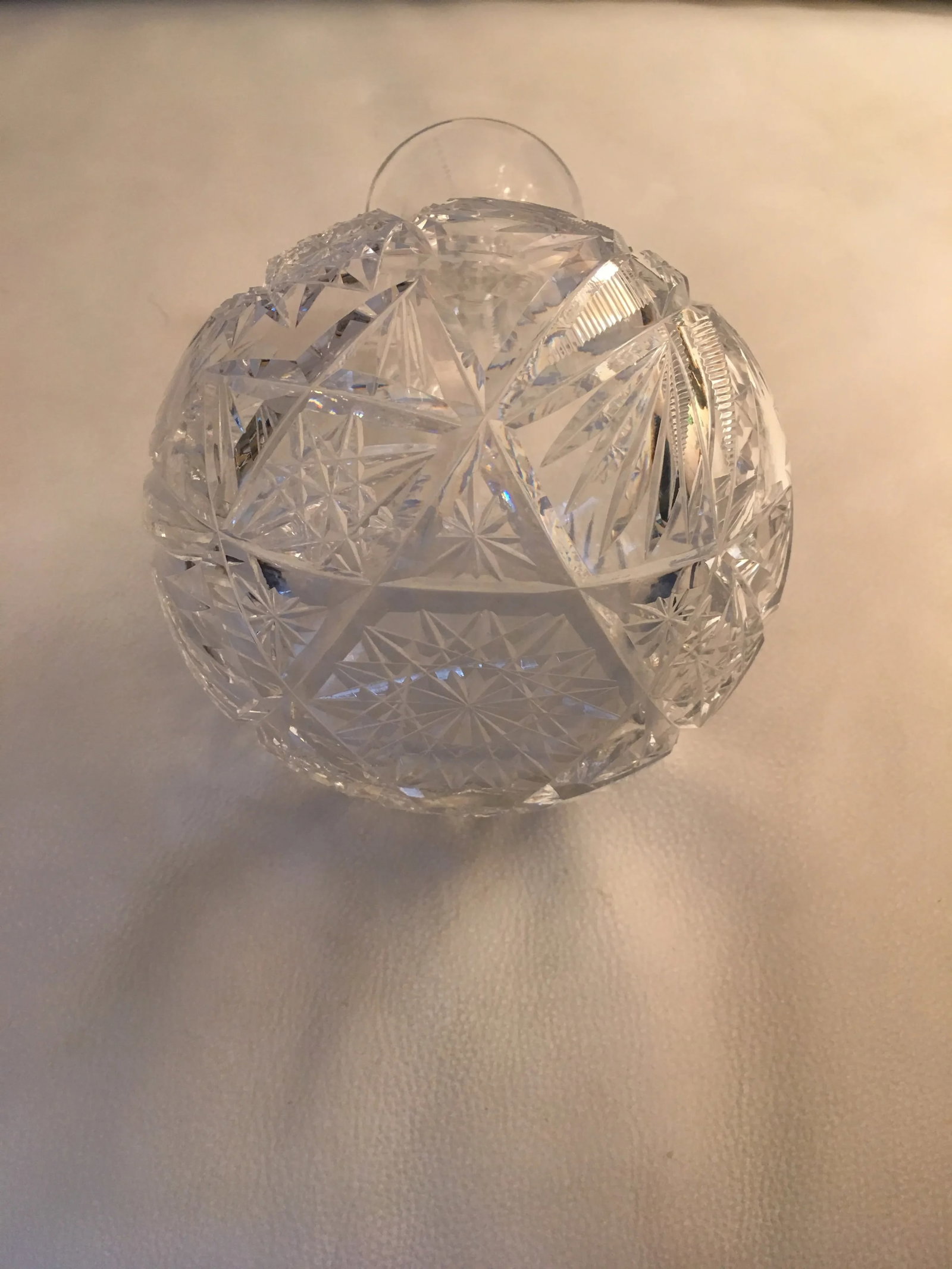 Cut Glass Crystal Carafe Hobstar Blaze Bottle - 2
