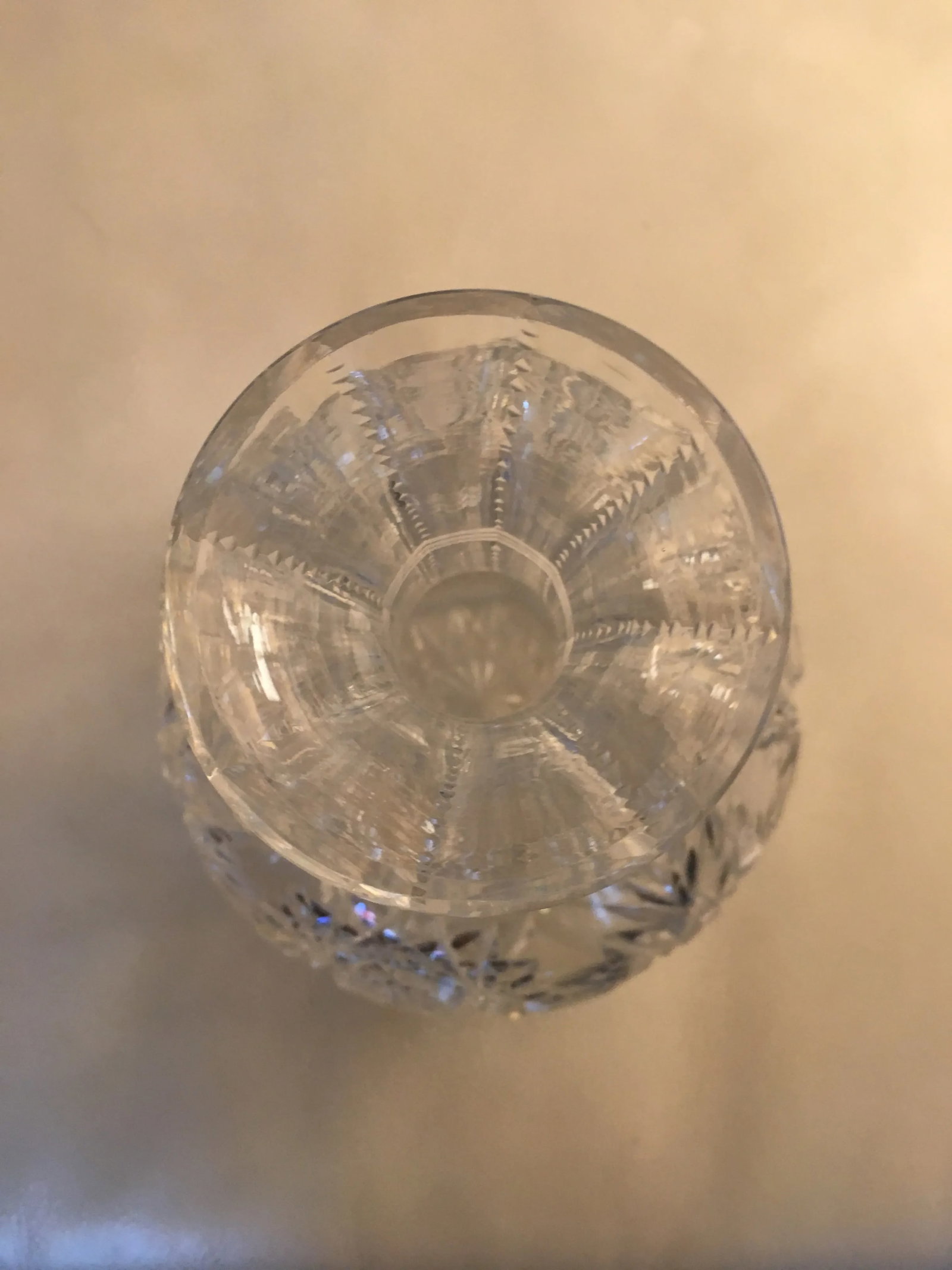 Cut Glass Crystal Carafe Hobstar Blaze Bottle - 3
