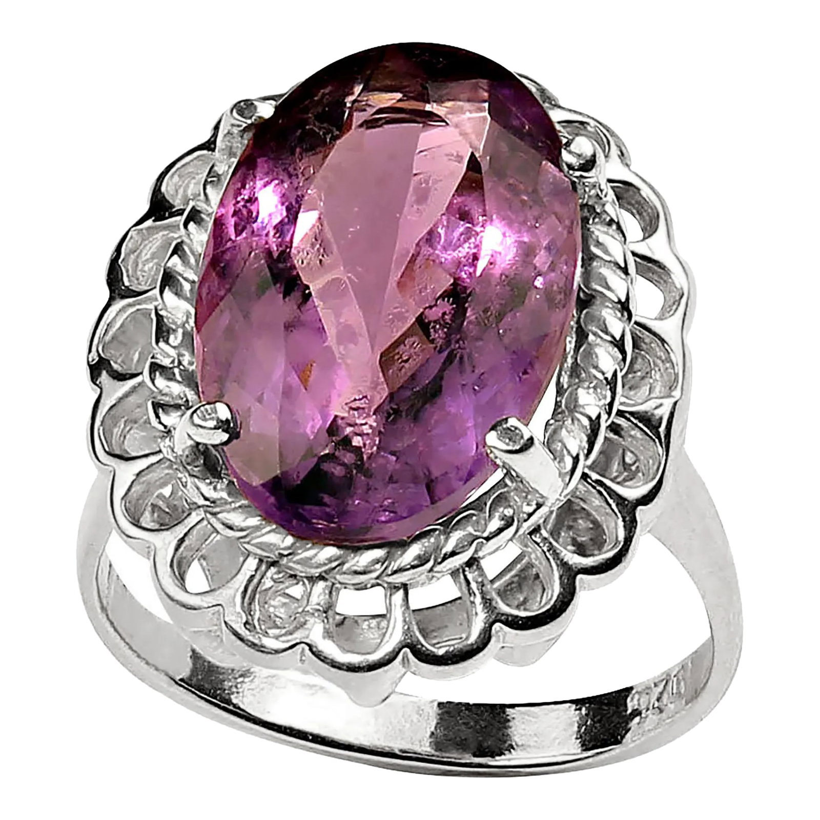 Oval Amethyst in Sterling Silver Ring February Birthstone Size 6.5 (1 of 5)