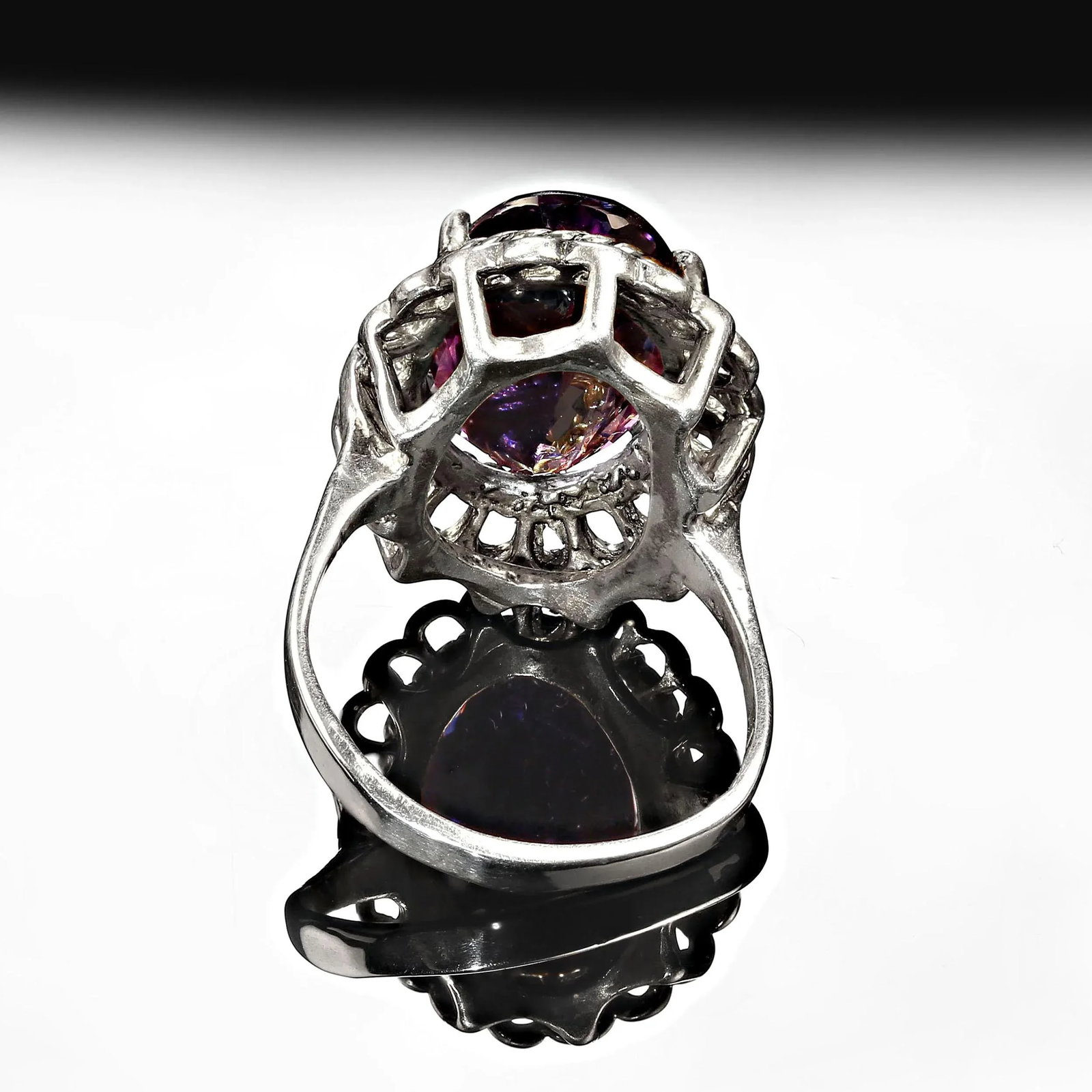 Oval Amethyst in Sterling Silver Ring February Birthstone Size 6.5 - 3