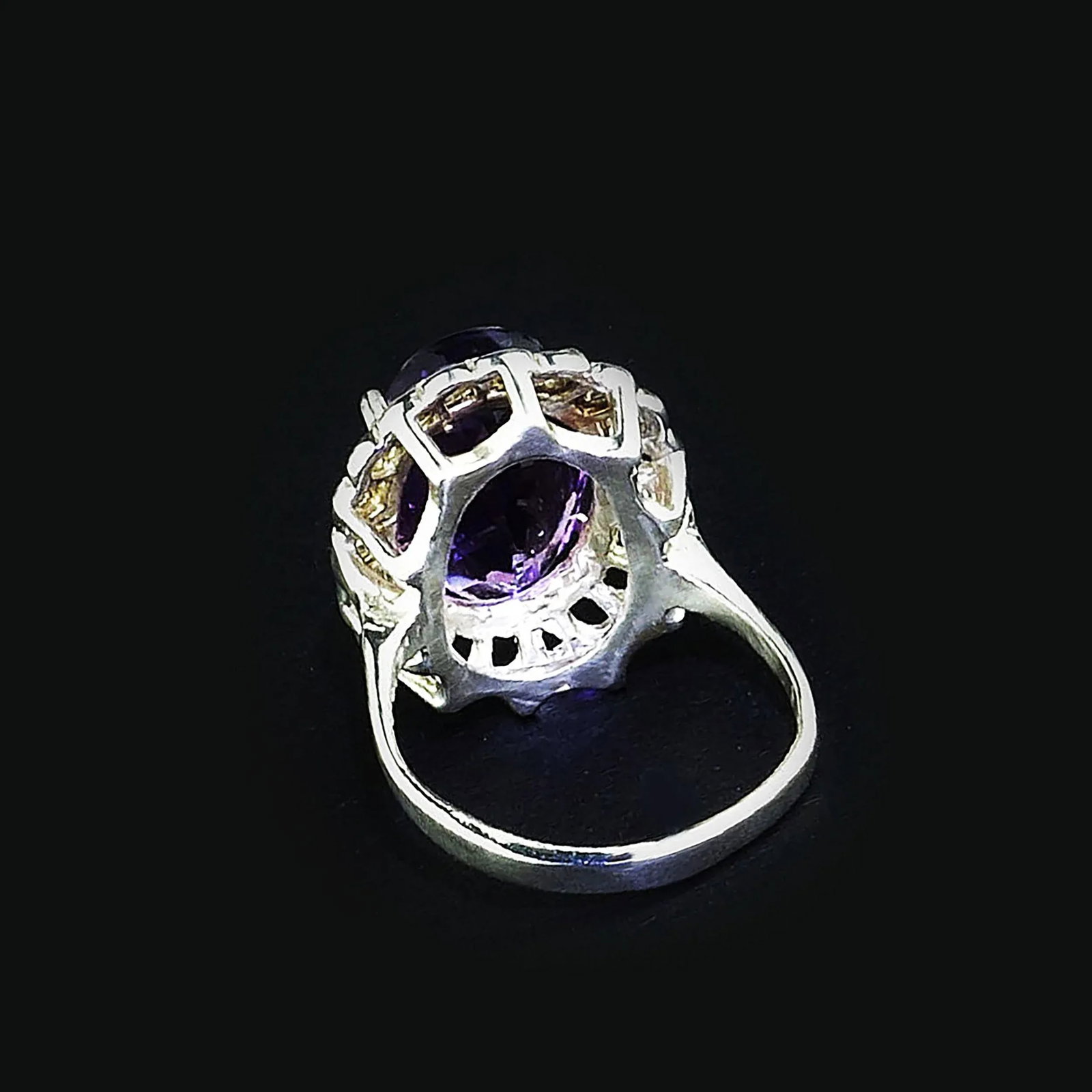 Oval Amethyst in Sterling Silver Ring February Birthstone Size 6.5 - 4
