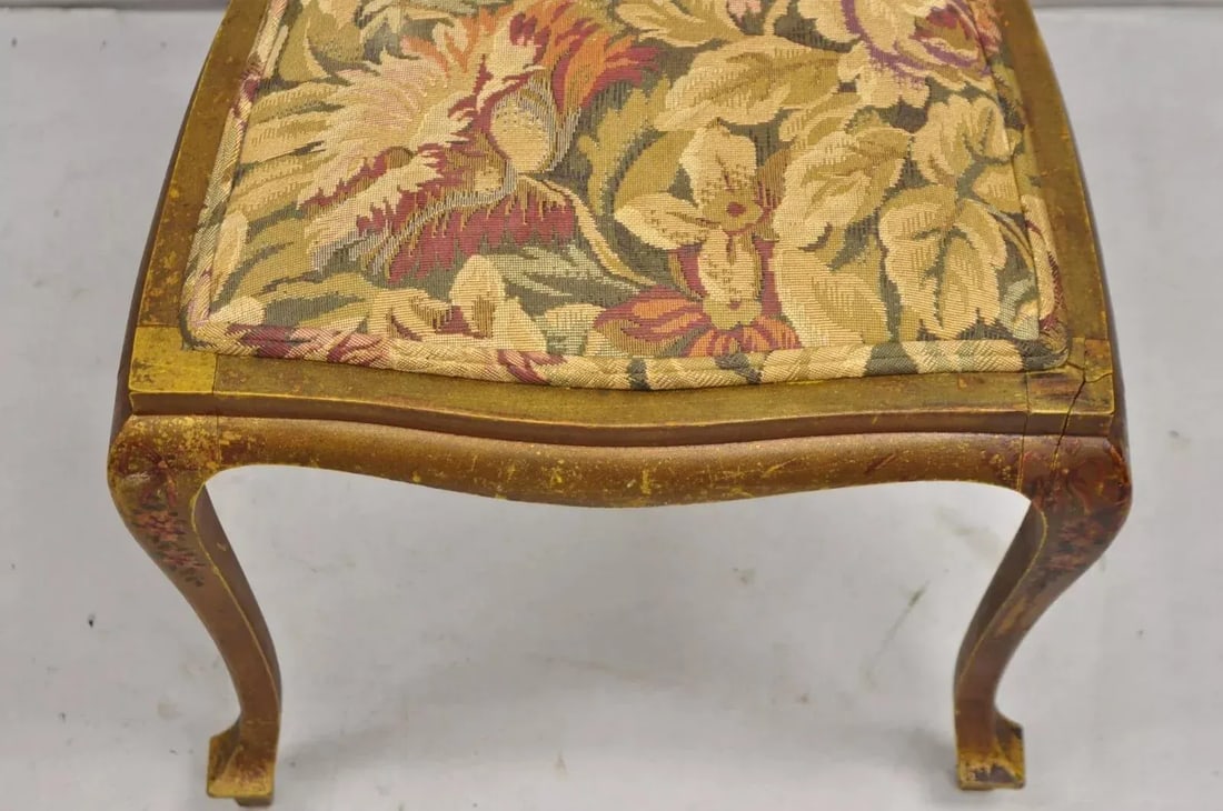 Early 20th Century Antique Victorian Art Nouveau Gold Giltwood Hand Painted Settee 2 Piece Parlor Se - 11