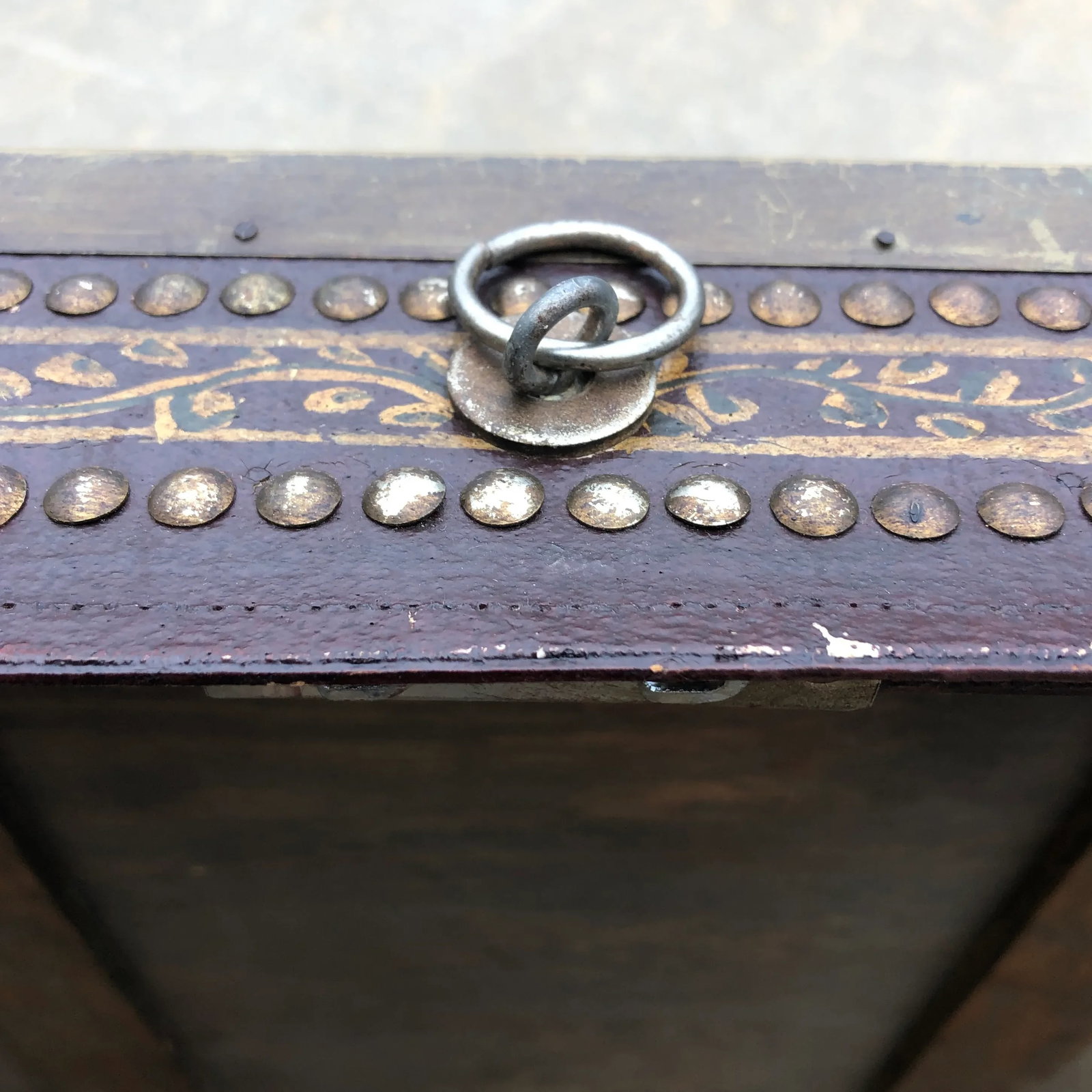 1940s Painted Leather and Studded Trunk - 4
