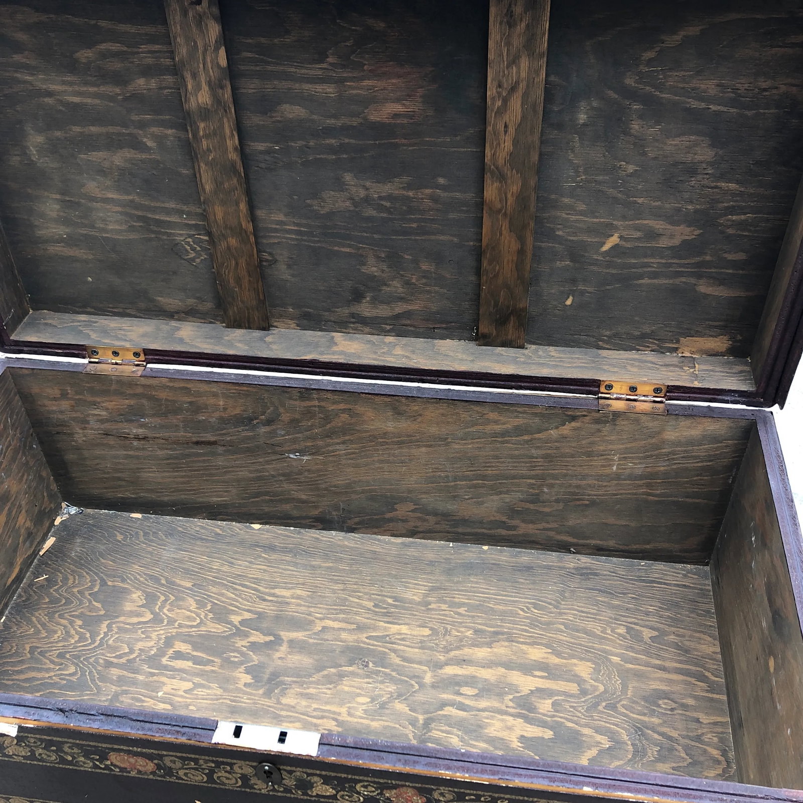 1940s Painted Leather and Studded Trunk - 5
