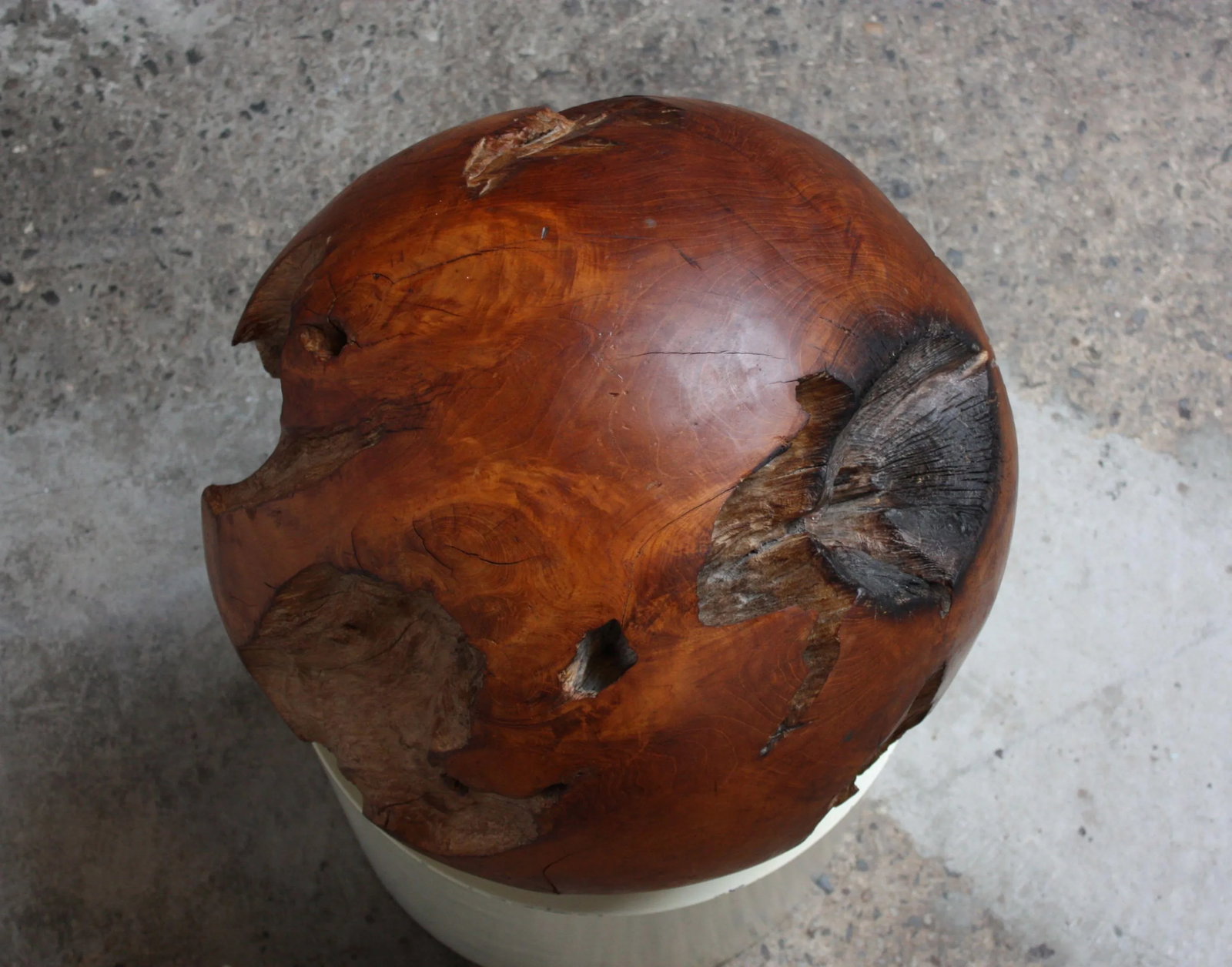Large Midcentury Redwood Burl Sphere Sculpture - 5