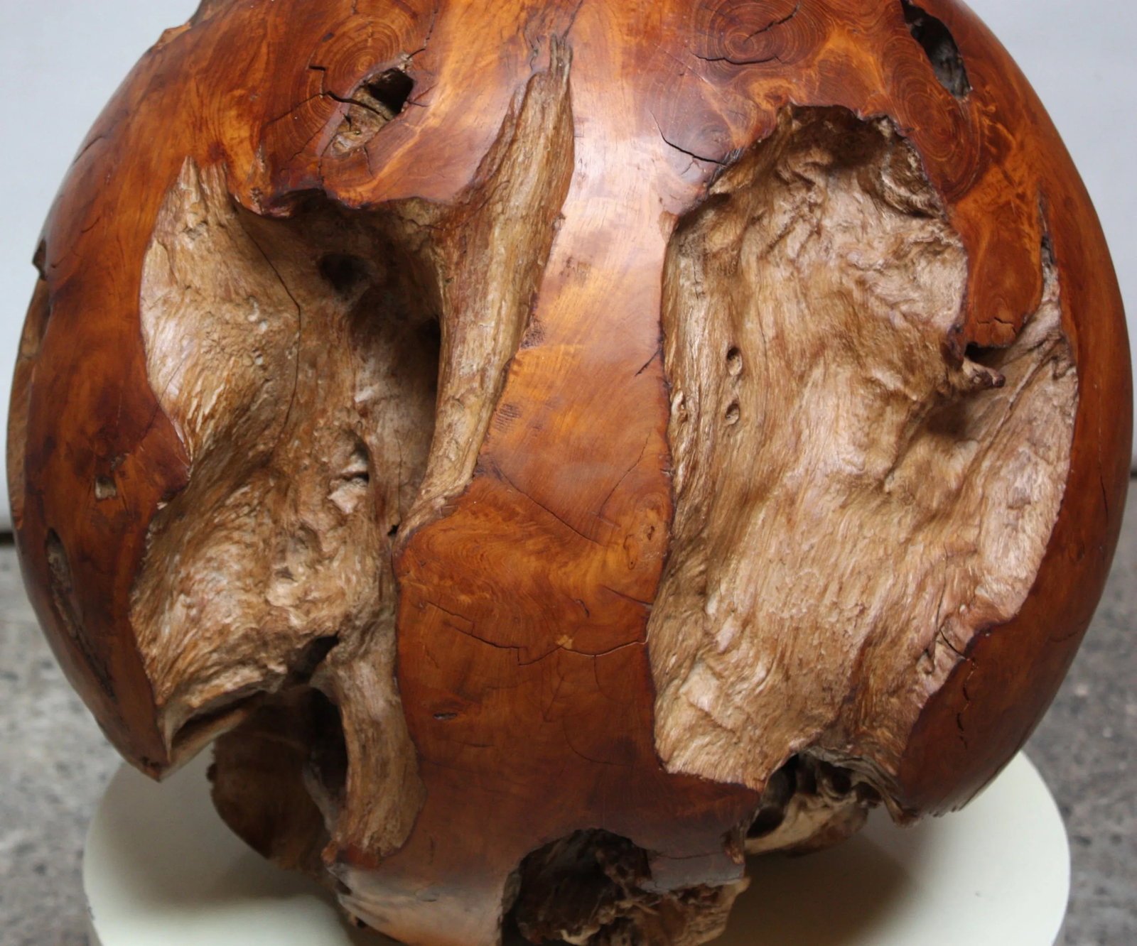 Large Midcentury Redwood Burl Sphere Sculpture - 6