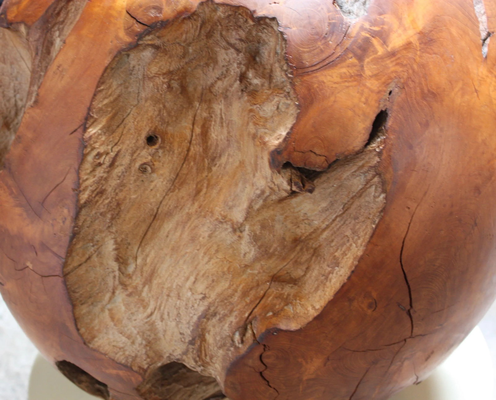 Large Midcentury Redwood Burl Sphere Sculpture - 7