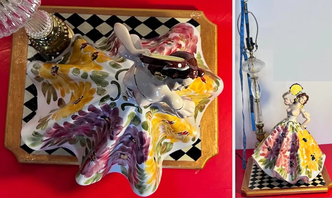 Mid-Century Giovanni Girardi Porcelain Figurine Dancing Gypsy Table Lamp - 12