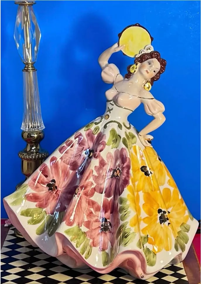 Mid-Century Giovanni Girardi Porcelain Figurine Dancing Gypsy Table Lamp - 2