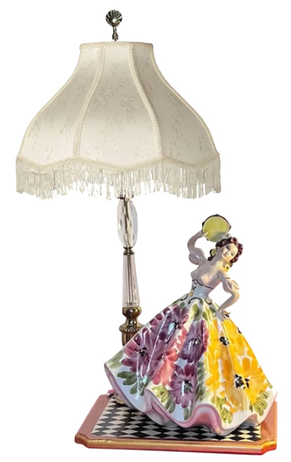 Mid-Century Giovanni Girardi Porcelain Figurine Dancing Gypsy Table Lamp - 3