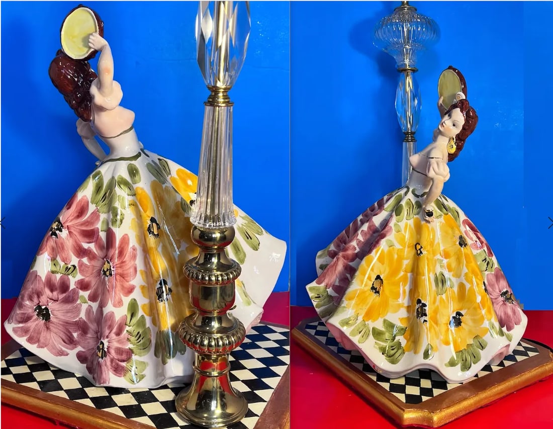 Mid-Century Giovanni Girardi Porcelain Figurine Dancing Gypsy Table Lamp - 4