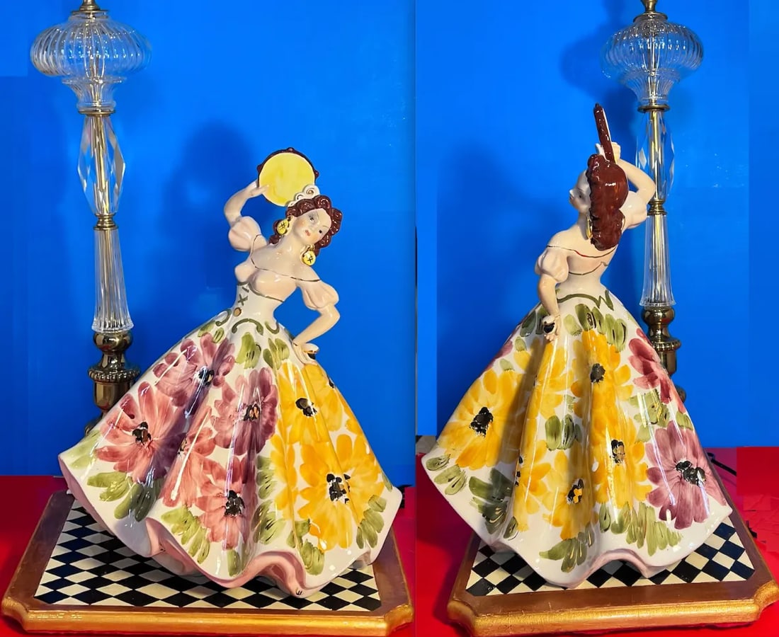 Mid-Century Giovanni Girardi Porcelain Figurine Dancing Gypsy Table Lamp - 7