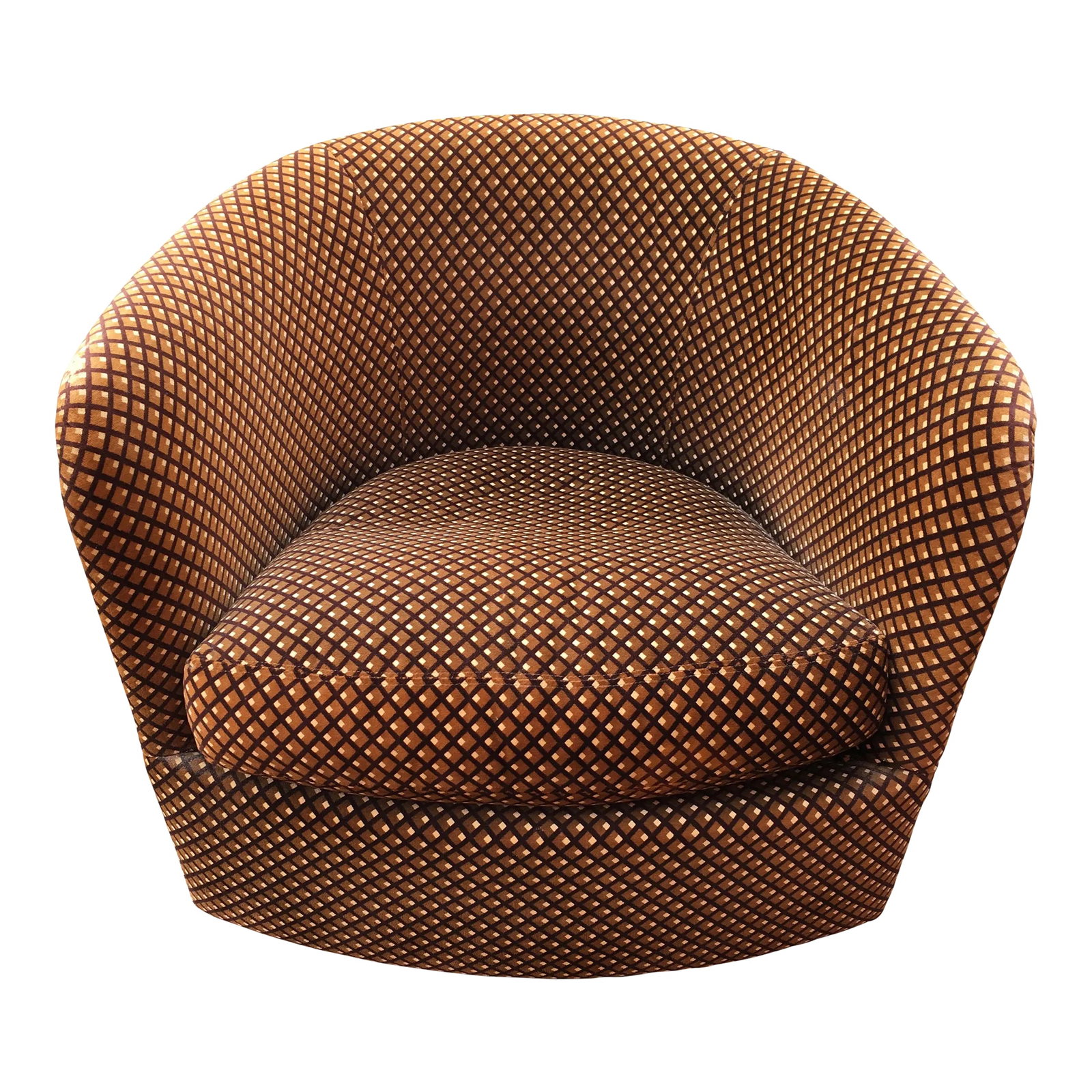 Chrome Wrapped Swivel Chair by Milo Baughman for Thayer Coggin: Take iconic mid-century American furniture for a spin with this classic tub chair from design legend Milo Baughman for Thayer Coggin of North Carolina. Featuring a wrap-around chrome covering and
