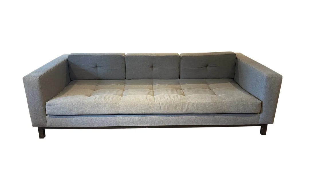 Modern Architectural Sofa: Modern Gray Sofa - Custom Upholstery Add style and comfort to your space with this modern gray sofa custom build from Soho showroom in NYC, featuring sleek lines, durable custom upholstery, and a