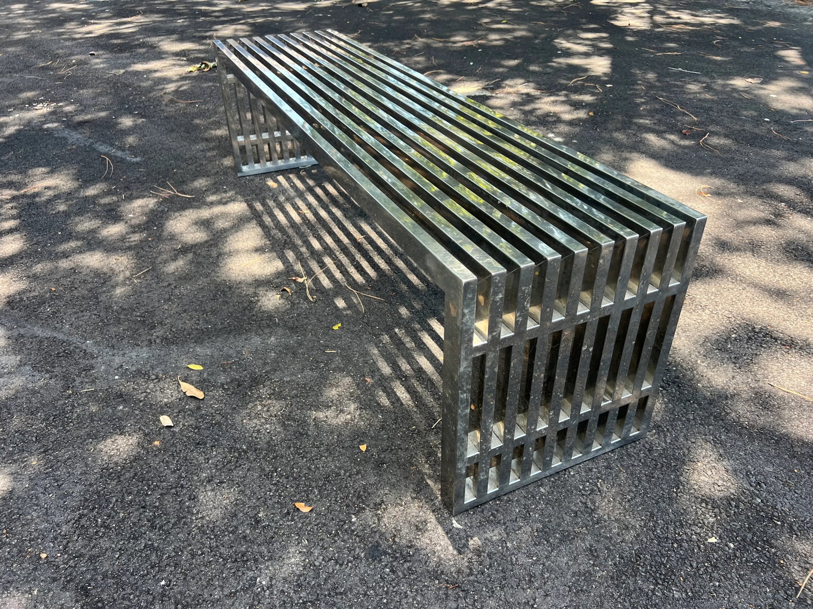 1970s Milo Baughman Style Chrome Slat Bench - 4