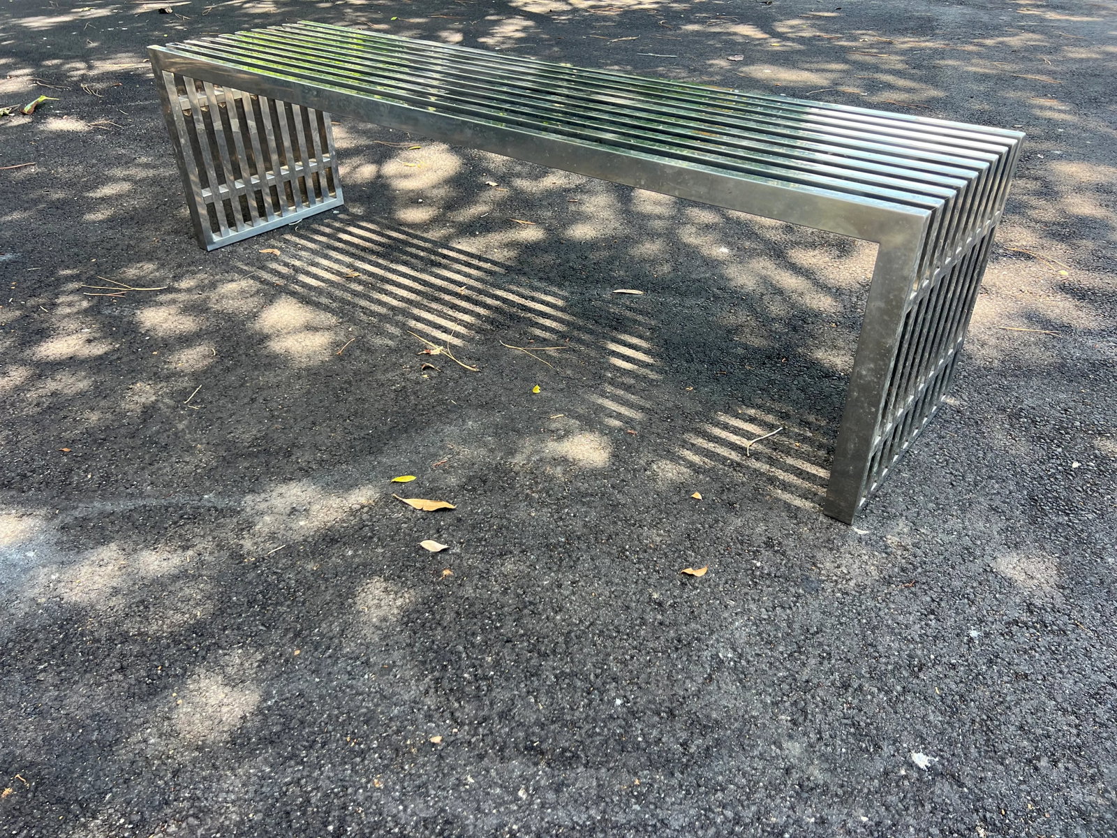 1970s Milo Baughman Style Chrome Slat Bench - 5
