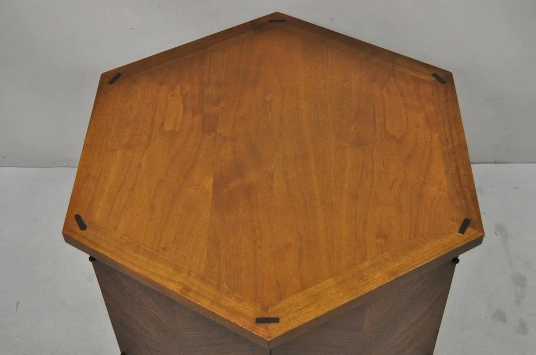 Mid 20th Century Lane Altavista Mid Century Modern Walnut 2 Door Side Drum Cabinet End Table - 11