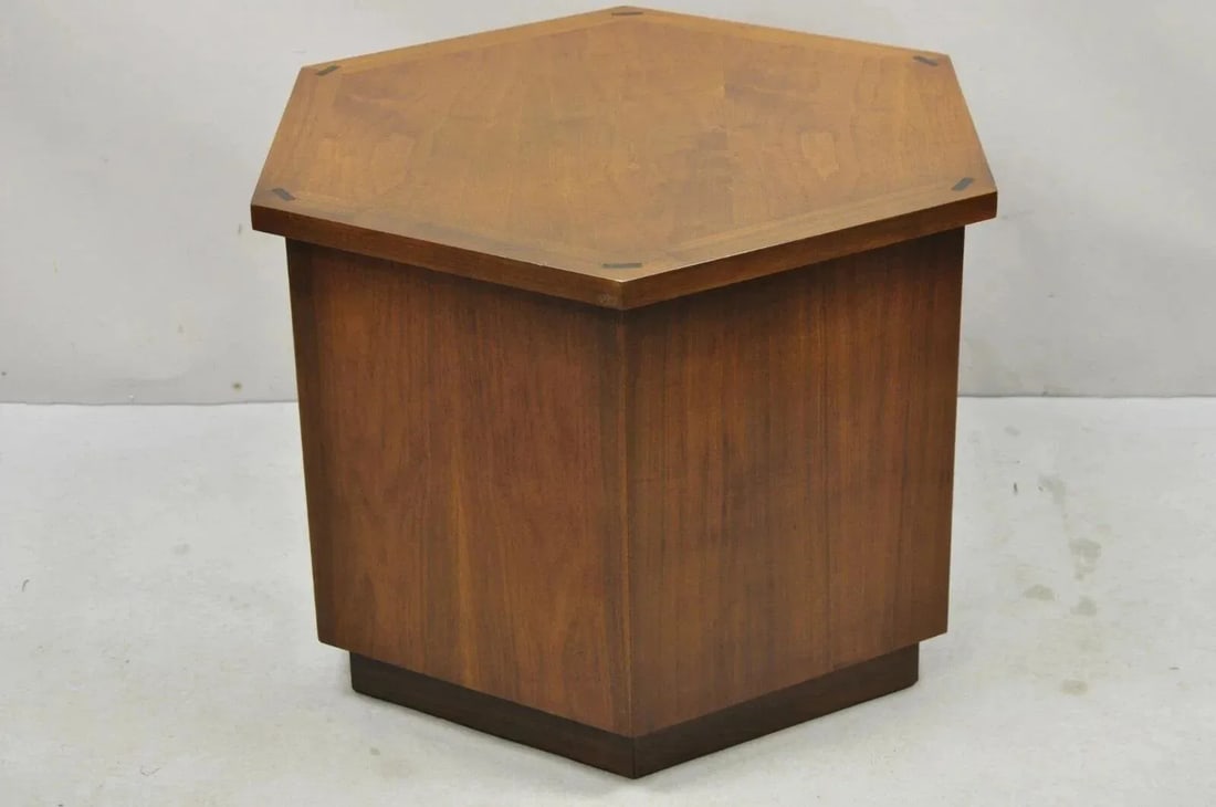 Mid 20th Century Lane Altavista Mid Century Modern Walnut 2 Door Side Drum Cabinet End Table - 12