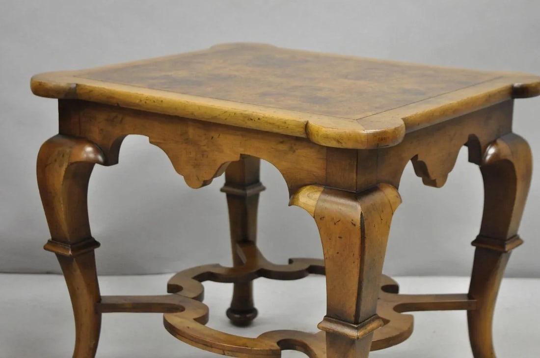 Vintage Baker Regency Style Burlwood Walnut Low Side End Tables - A Pair - 10