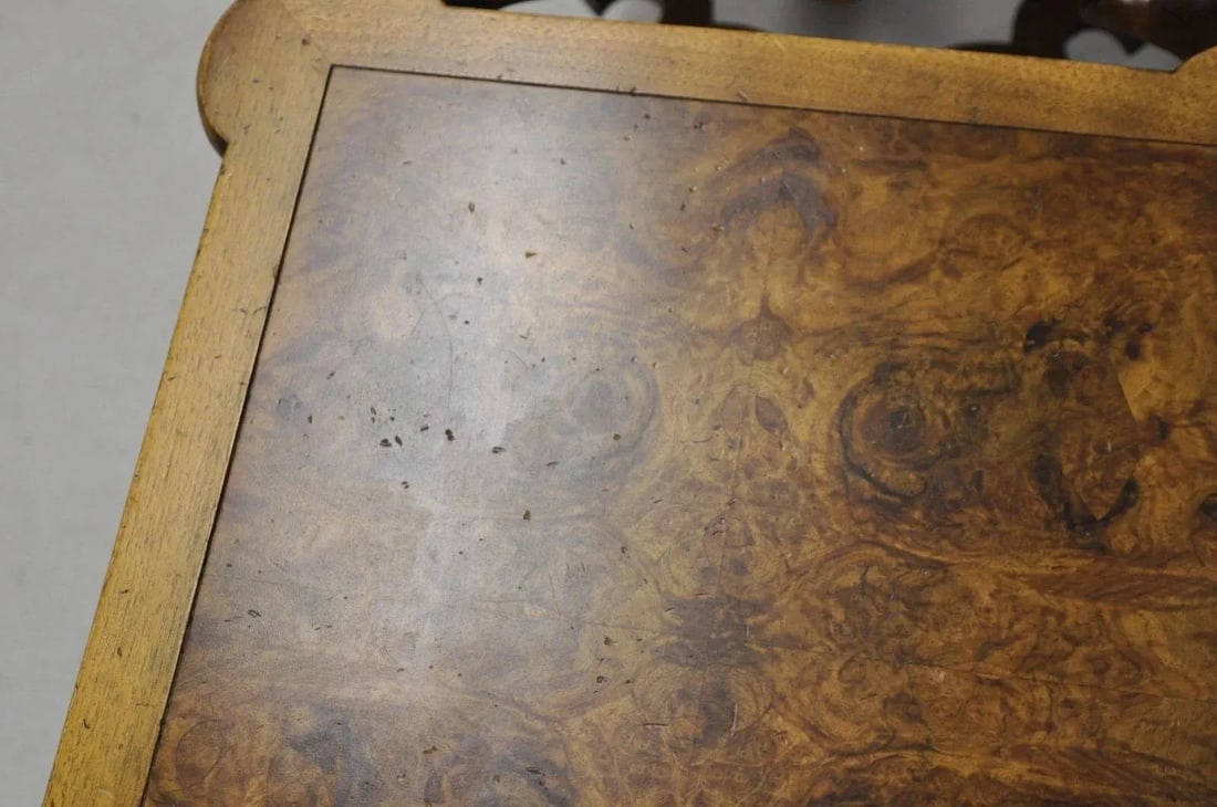 Vintage Baker Regency Style Burlwood Walnut Low Side End Tables - A Pair - 11