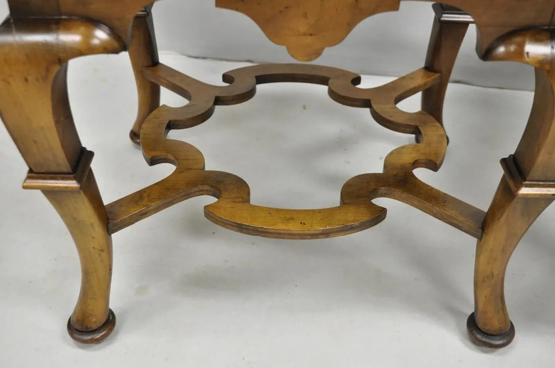 Vintage Baker Regency Style Burlwood Walnut Low Side End Tables - A Pair - 4