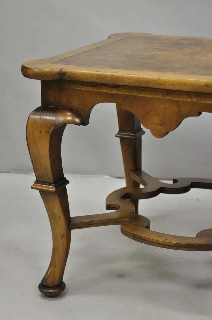 Vintage Baker Regency Style Burlwood Walnut Low Side End Tables - A Pair - 5