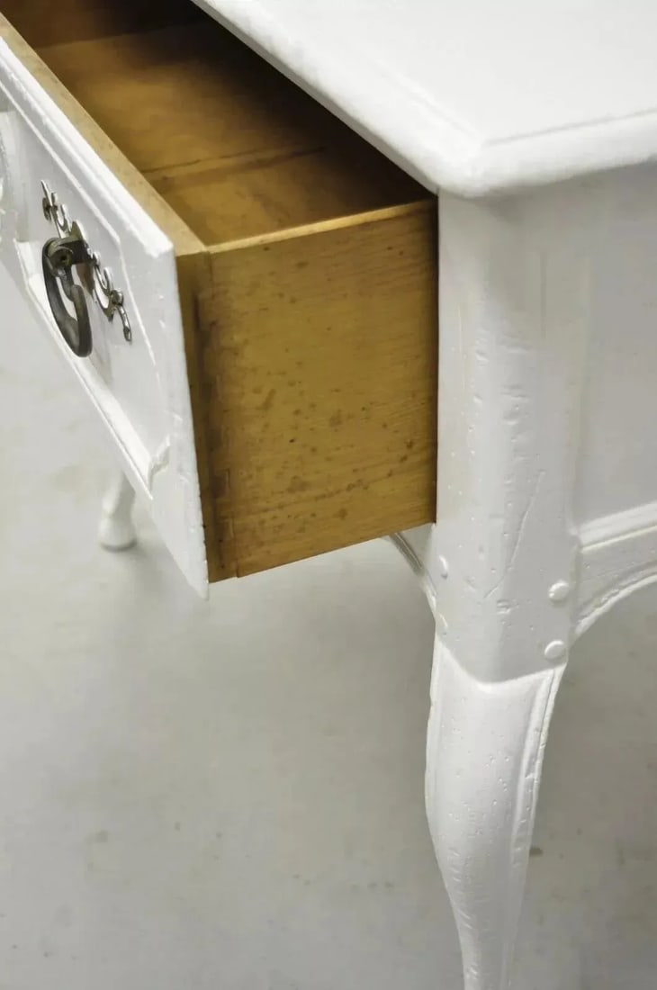 Vintage Baker French Country Regency Hoof Foot White One Drawer Console Table - 10