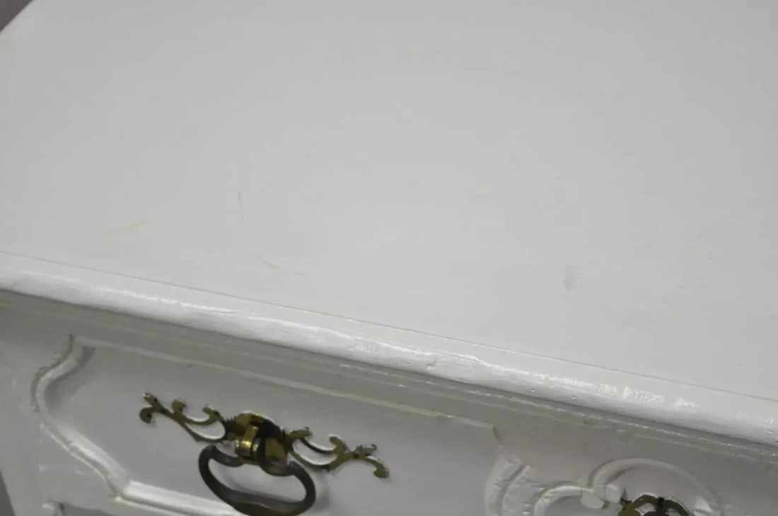 Vintage Baker French Country Regency Hoof Foot White One Drawer Console Table - 6