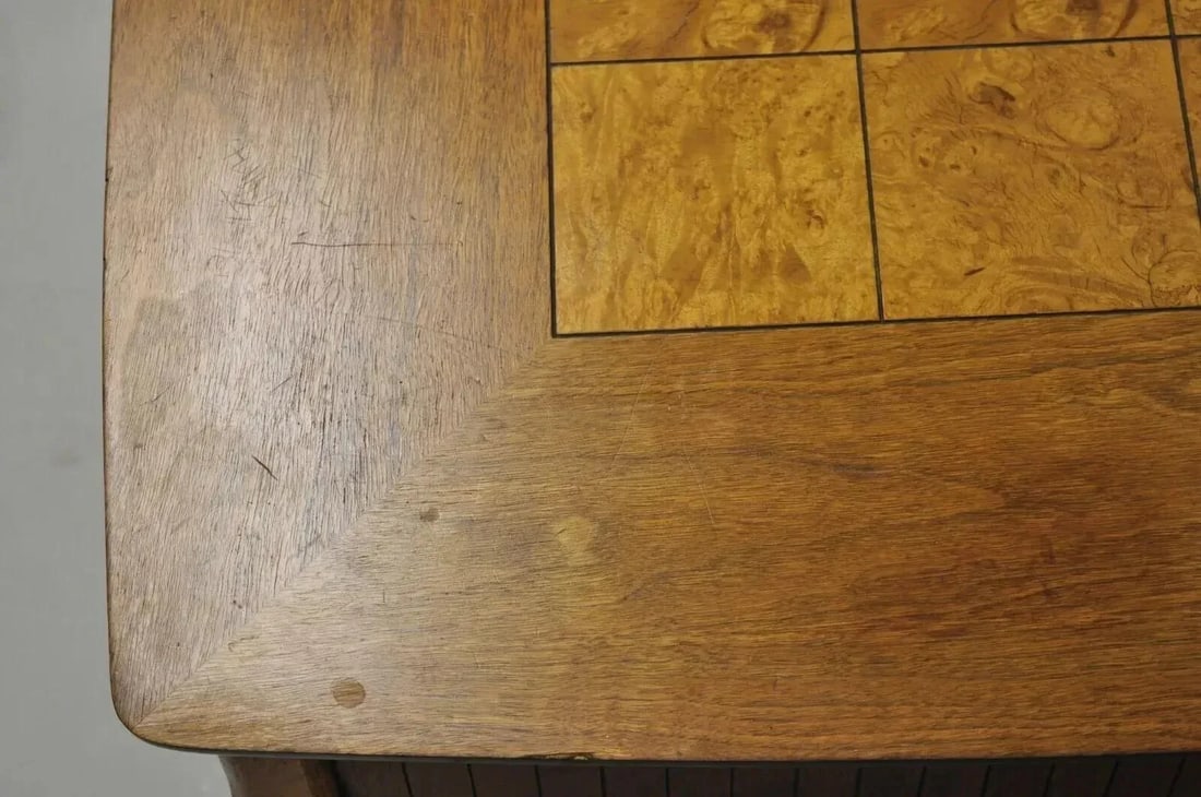 Lane Mid Century Modern Walnut 2 Drawer Lamp End Table With Burlwood Inlay Top - 7