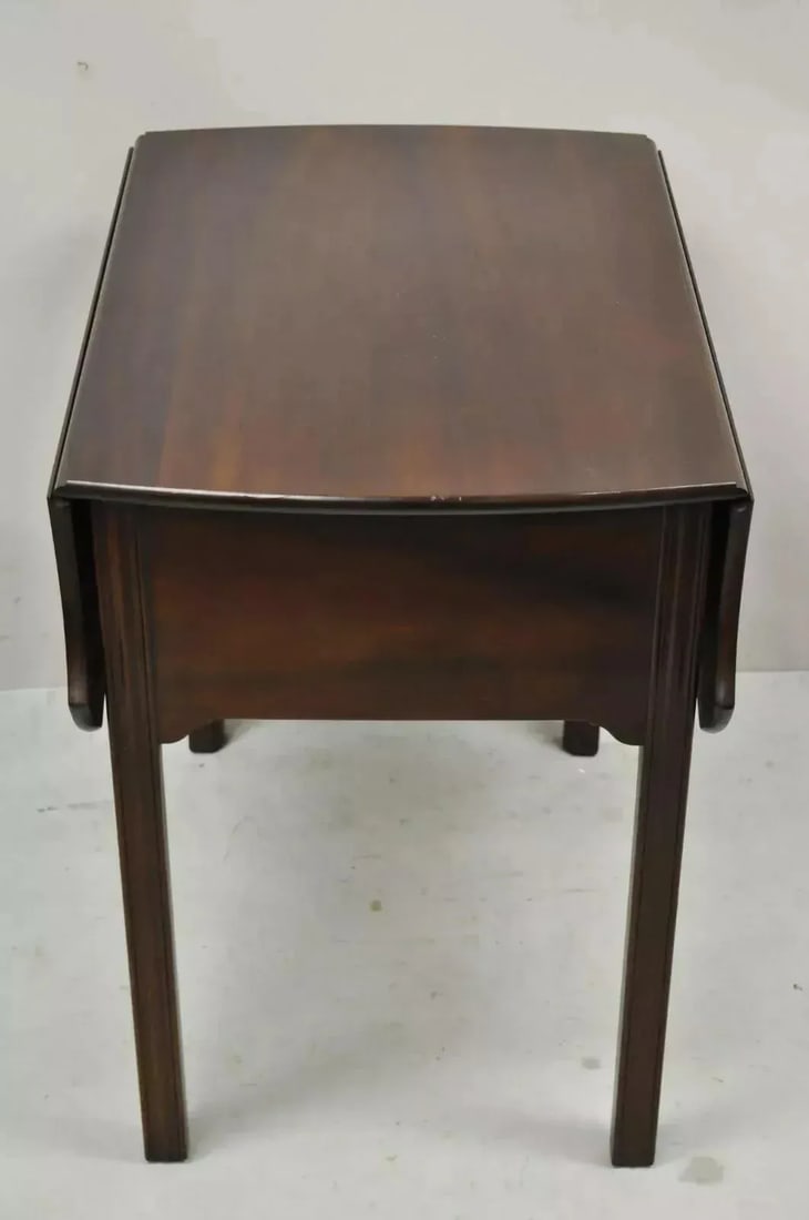 L & J G Stickley Georgian Solid Mahogany Drop Leaf Pembroke Lamp Side Table - 12