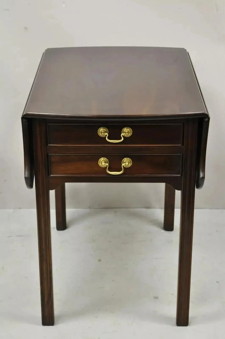L & J G Stickley Georgian Solid Mahogany Drop Leaf Pembroke Lamp Side Table - 2