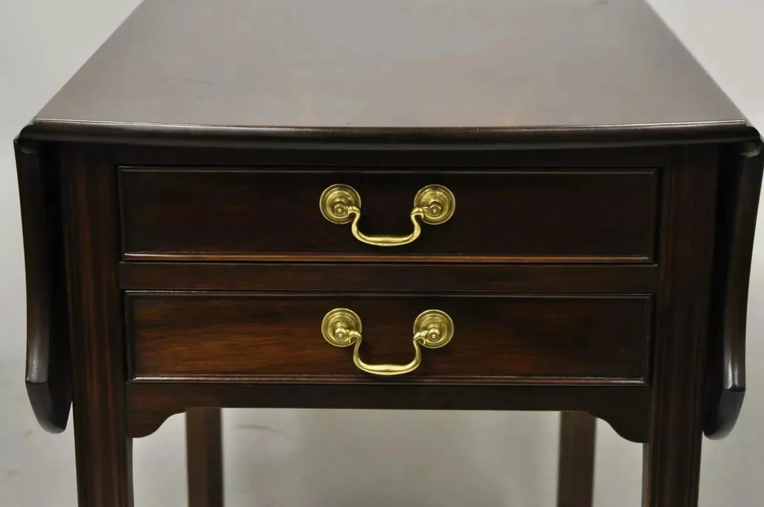 L & J G Stickley Georgian Solid Mahogany Drop Leaf Pembroke Lamp Side Table - 3